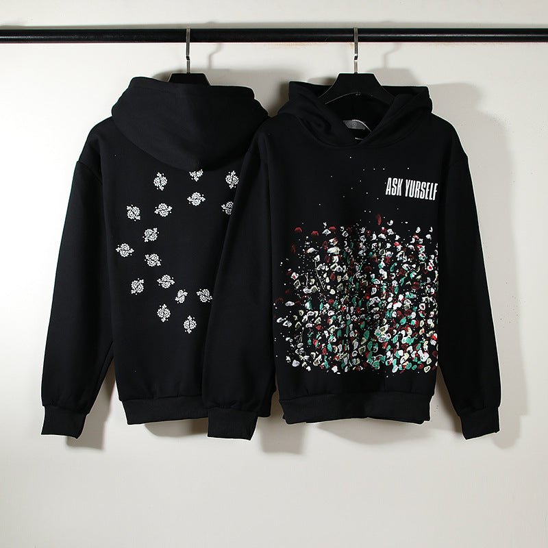 Askyurself Hoodie Fireworks Letter Cashew Hoodie Coat